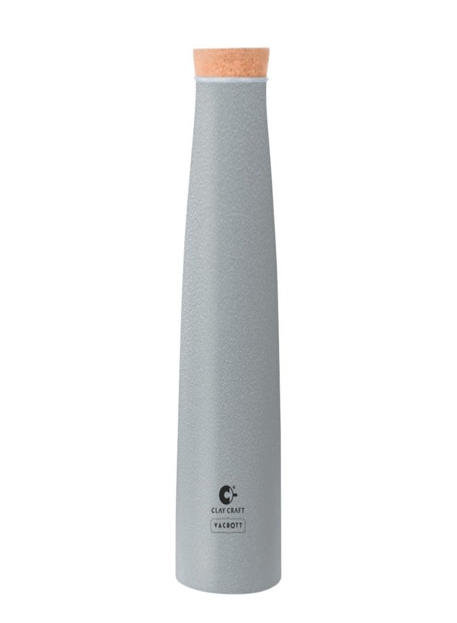 Clay Craft Vacbott Chariott Cork Single Walled Non Insulated Water Bottle, 900ml (Grey - 1 PC) Steel Water Bottles for School, Office, Home, Gym, Water Bottle for Men Leakproof, Rust free Steel Bottle - Image 1